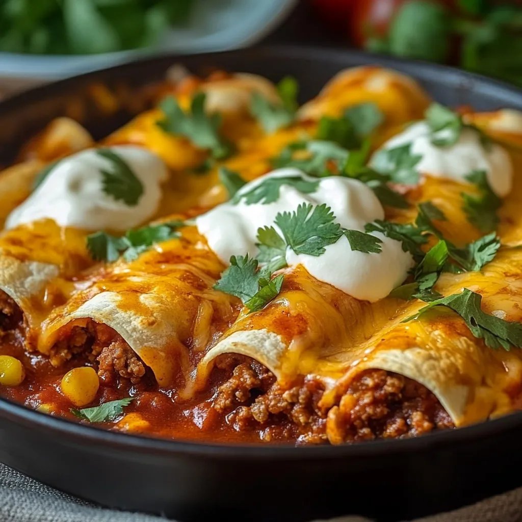 Easy Cheesy Ground Beef Enchiladas - One-Pan Family Favorite!