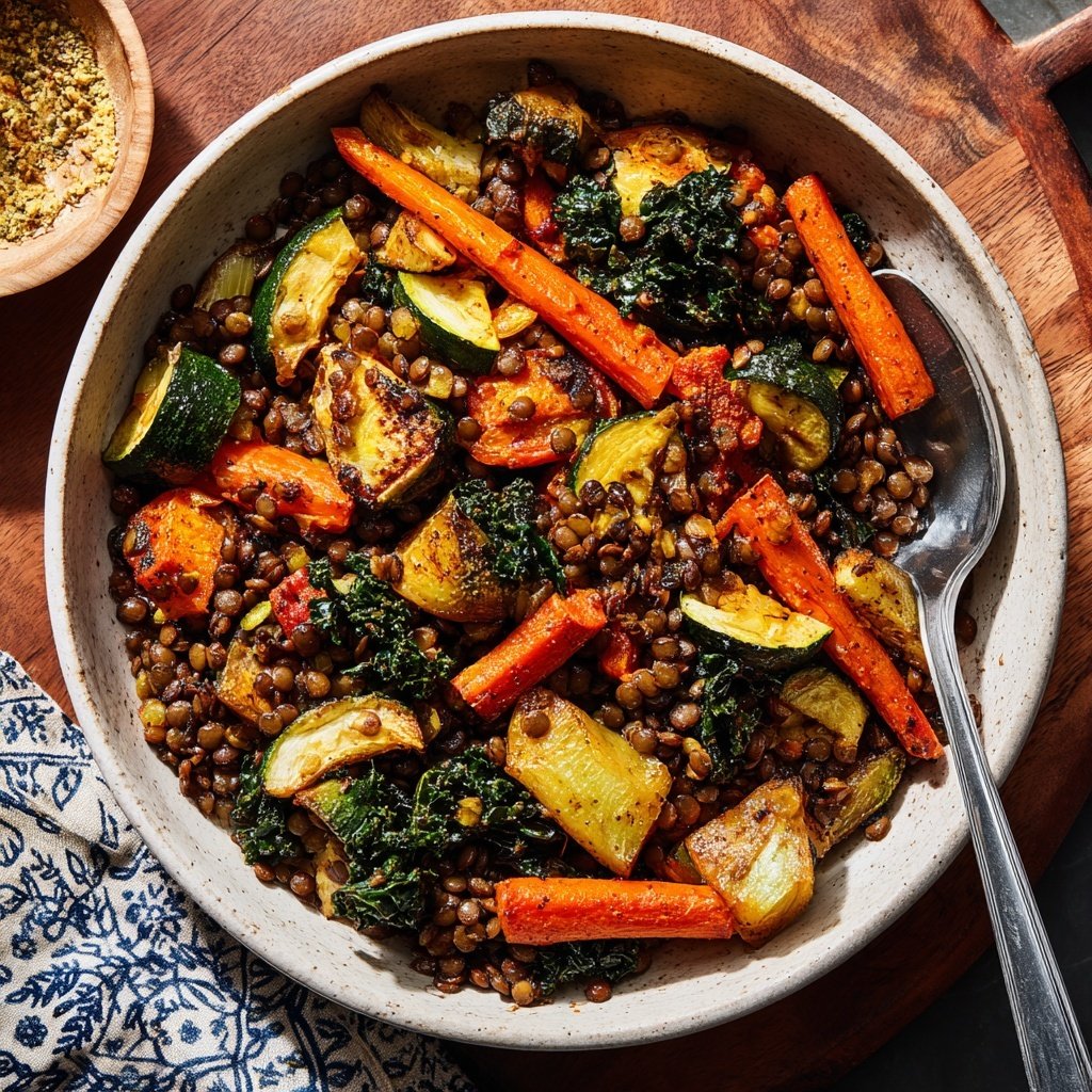 Roasted Veggie Lentil Grain Bowl