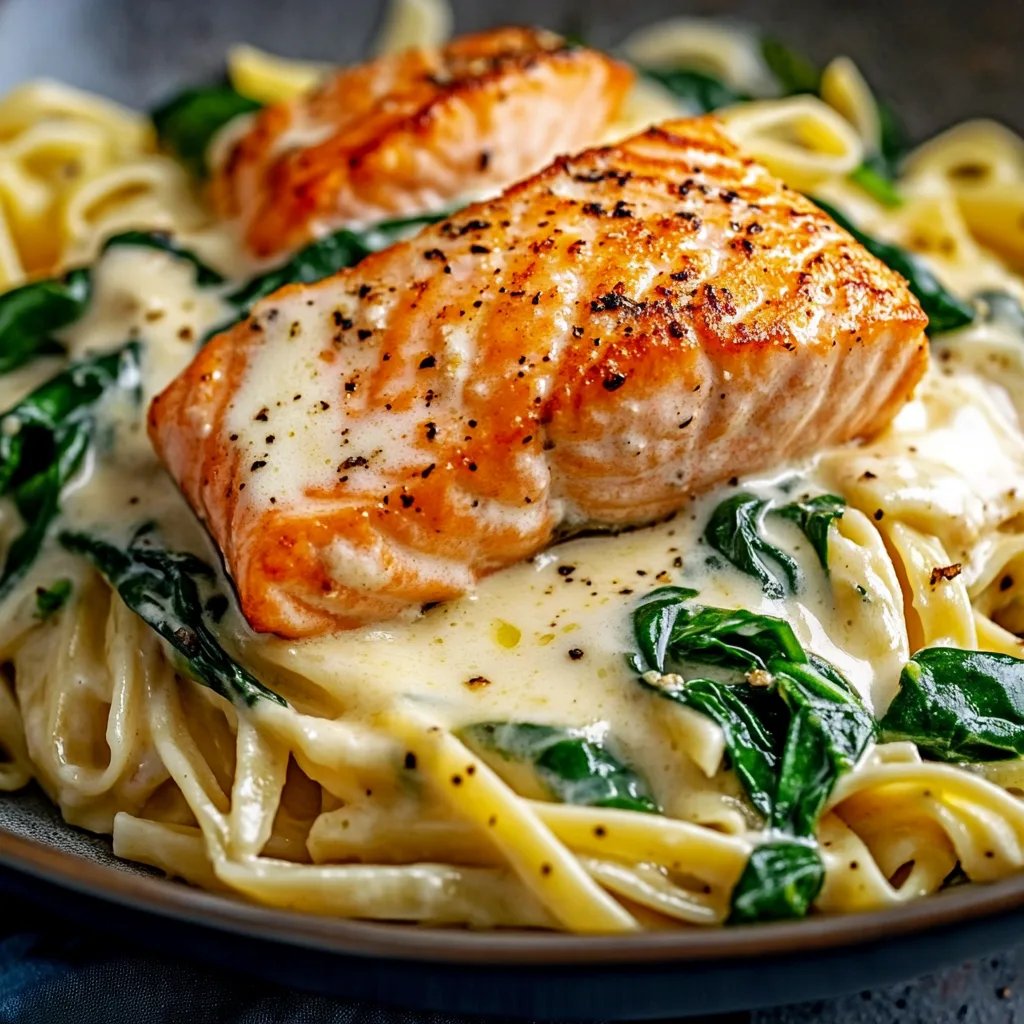 Creamy Salmon Spinach Pasta