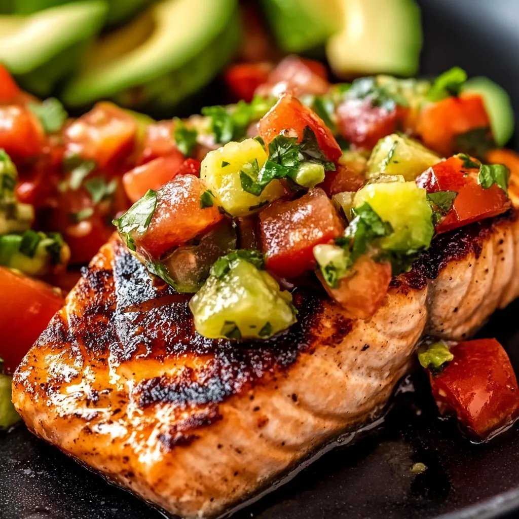 Delicious Grilled Salmon with Avocado Salsa