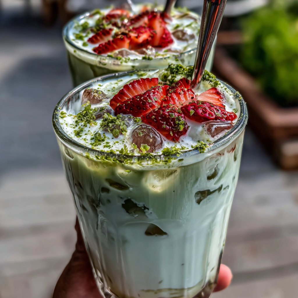 Strawberry Matcha Latte Iced Version